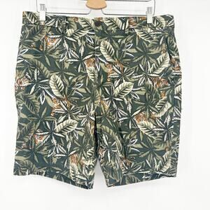 Banana Republic Mens Casual‎ Tropical Aiden Tiger Jungle Bermuda Chino Shorts 35